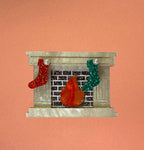 Christmas Fireplace Brooch