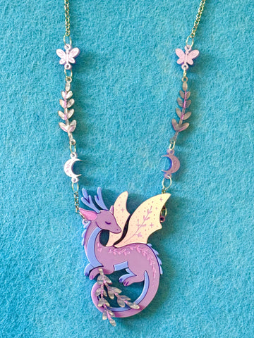 Lavender the dragon - necklace