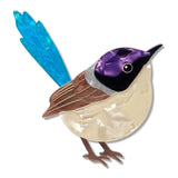 Purple-Crowned Fairy Wren Brooch
