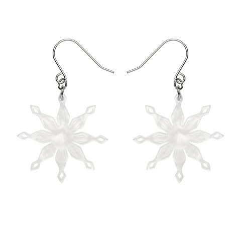 Snowflake Ripple Drop Earrings - White