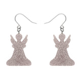 Angel Glitter Drop Earrings - Silver