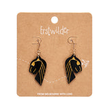 Jaguar Solid Black Resin Drop Earrings - Gold