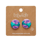 Hydrangea Rounded Stud Earrings - Purple