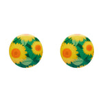 Sunflower Rounded Stud Earrings - Yellow