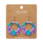 Hydrangea Circle Drop Earrings - Purple