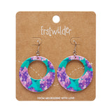 Hydrangea Circle Drop Earrings - Purple