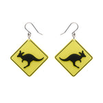Kangaroo Sign Drop Earrings - Yellow