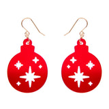Round Bauble Drop Earrings - Red, Green or Gold