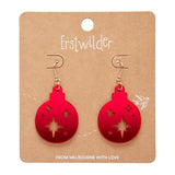 Round Bauble Drop Earrings - Red, Green or Gold