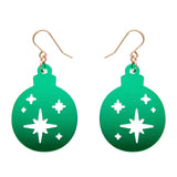 Round Bauble Drop Earrings - Red, Green or Gold