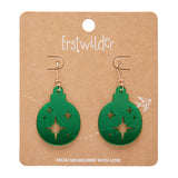 Round Bauble Drop Earrings - Red, Green or Gold