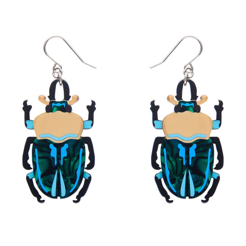Ruby the Rainbow Stag Beetle Earrings
