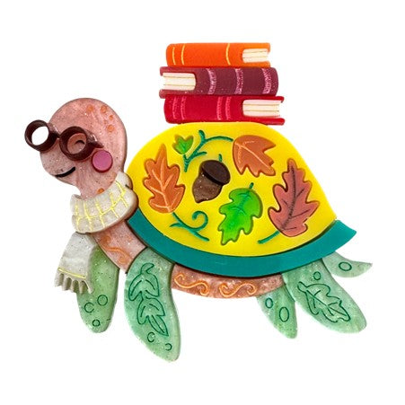 📚🐢 Emily the Bookish Turtle – Brooch