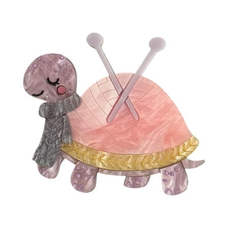 Jessica the knitting tortoise 🐢 - Brooch