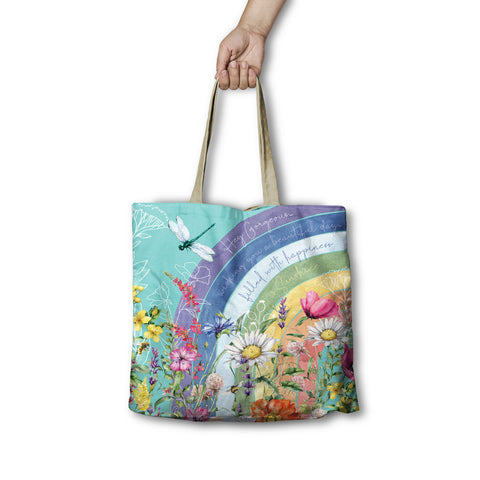 Lisa Pollock  Rainbow Wildflower Shopping Bag