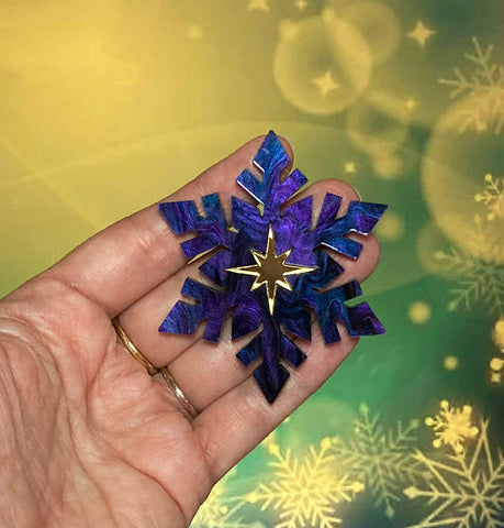 Blue & Purple Snowflake Swirl Brooch