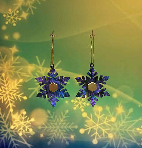 Blue & Purple Swirl Snowflake Earrings