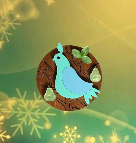 Partridge in a Pear Tree Brooch
