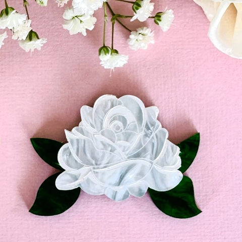 White Rose Mini Brooch