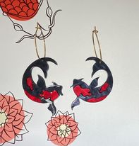 Black and Red Koi Earrings