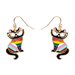 Elissa the Rainbow Cat Enamel Drop Earrings