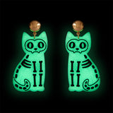 Cat Glow In The Dark Statement Earrings - Green