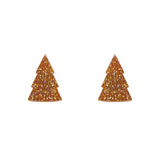 Tree Glitter Resin Stud Earrings - Gold