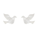 Dove Ripple Resin Stud Earrings - White
