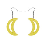 Crescent Moon Glitter Resin Drop Earrings - Yellow