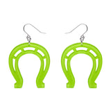 Horseshoe Glitter Resin Drop Earrings - Green