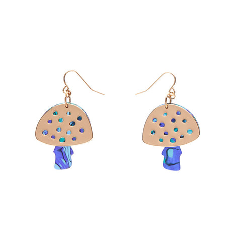 Mushroom Textured Resin Drop Earrings - Blue