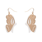 Butterfly Textured Resin Drop Earrings - White