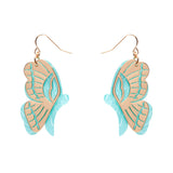 Butterfly Textured Resin Drop Earrings - Mint