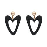 Statement Ripple Resin Heart Drop Earrings - Black