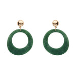 Statement Marble Resin Circle Drop Earrings - Green