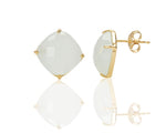 Opal Obsidian Stone Faceted Sterlig (Gold Plate) Stud