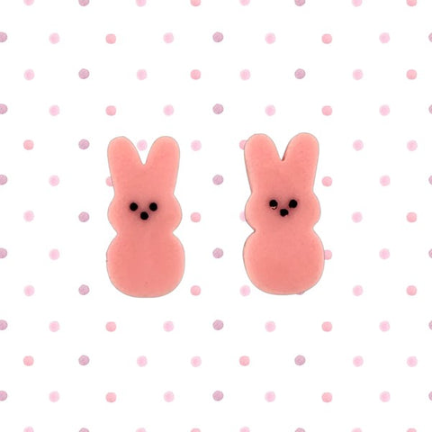 Pink Marshmallow Bunny - Stud Earrings