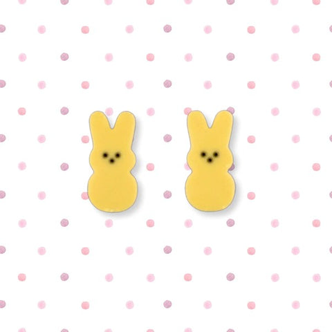 Yellow Marshmallow Bunny - Stud Earrings