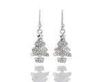 Silver & Crystal Tree Hook Earrings